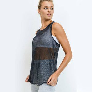 Mesh Racerback Mineral Wash Longline Tank Top Sz S
